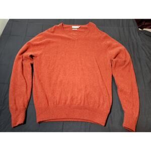 Peter Millar Mens Cashmere Sweater Large Orange V-Neck Older Label Excellent